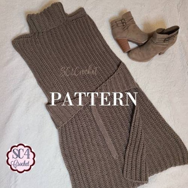 Crochet Pattern - Belted Smock Turtleneck Sweater