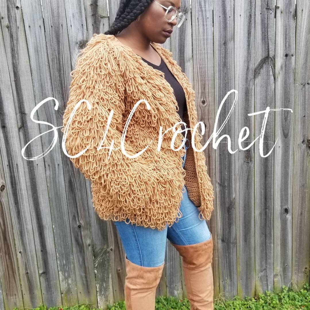 Loopy Crochet Jacket W/ Pockets - Shaggy Jacket - SC4 Original Design ...