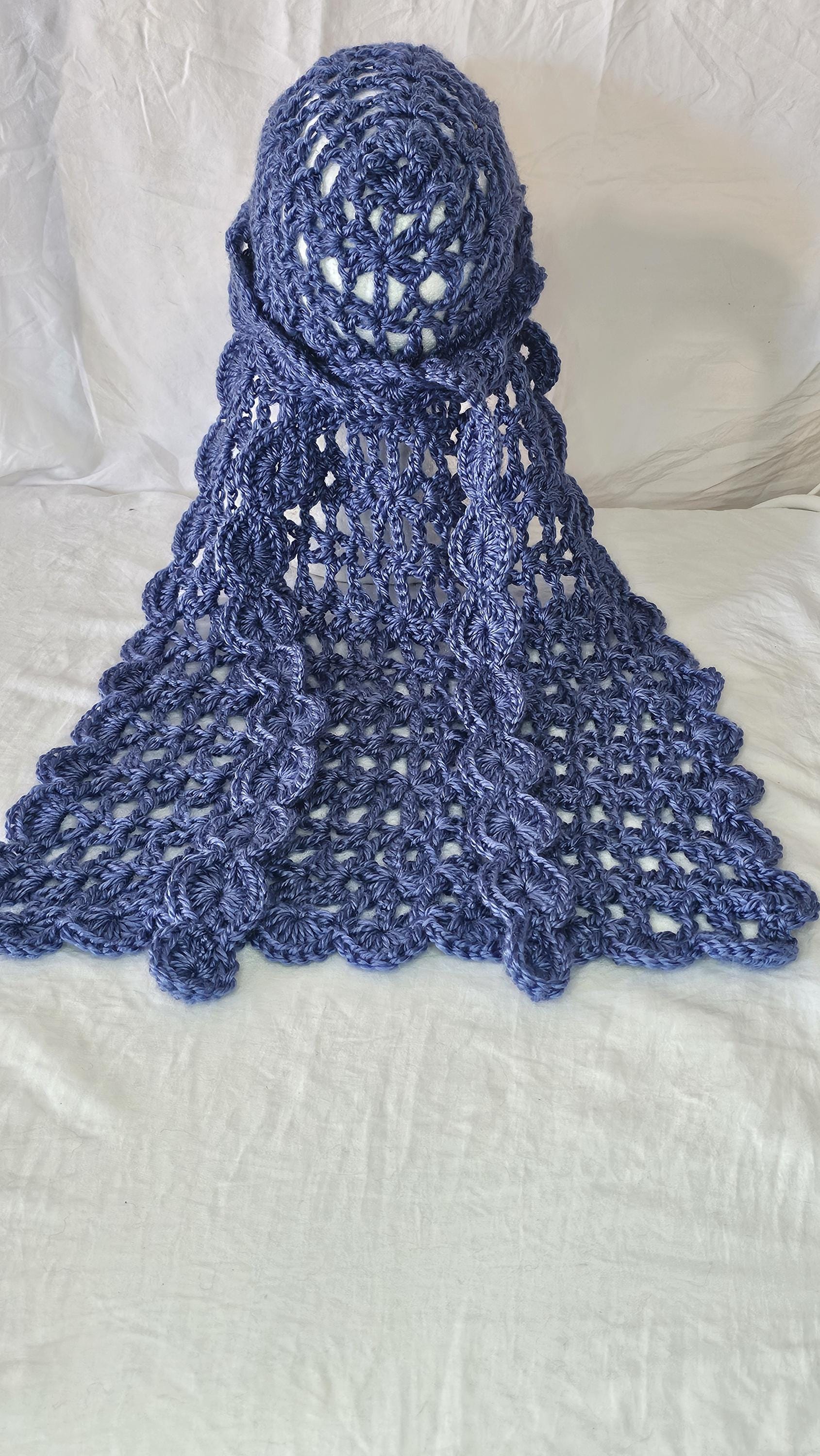 UPON REQUEST Blue Crochet Head Scarf - Handmade - 100% bamboo Handmade Crochet Bandana – Blue Dragonfly Head Scarf  main image 2