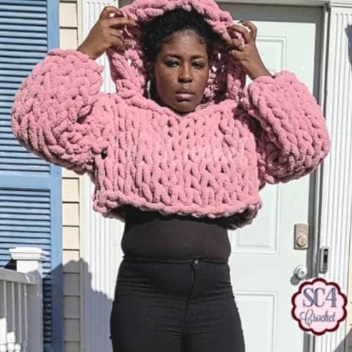 Knitted pullover hoodie outlet