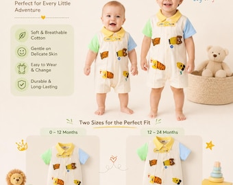Baby Romper Cotton Jumpsuit | Cute Animal Infant Onesie | Soft Breathable Newborn Outfit | Baby Boy Girl Summer Clothes 0-24 Months