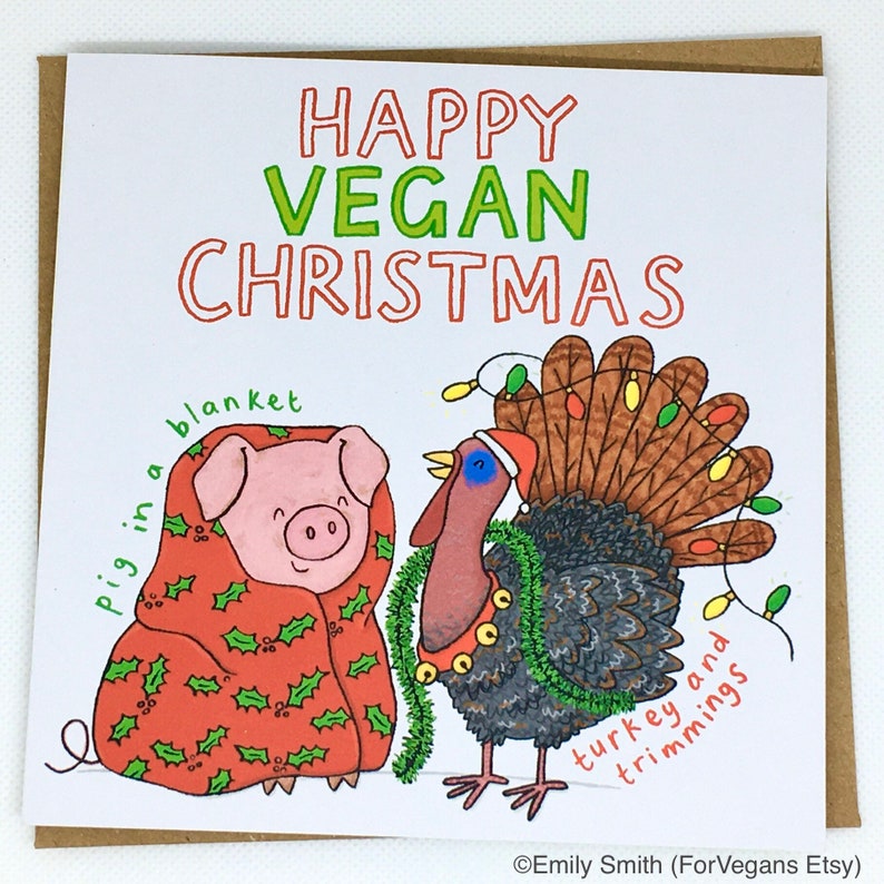 Happy Vegan Christmas Vegan Christmas Card Eco friendly image 0