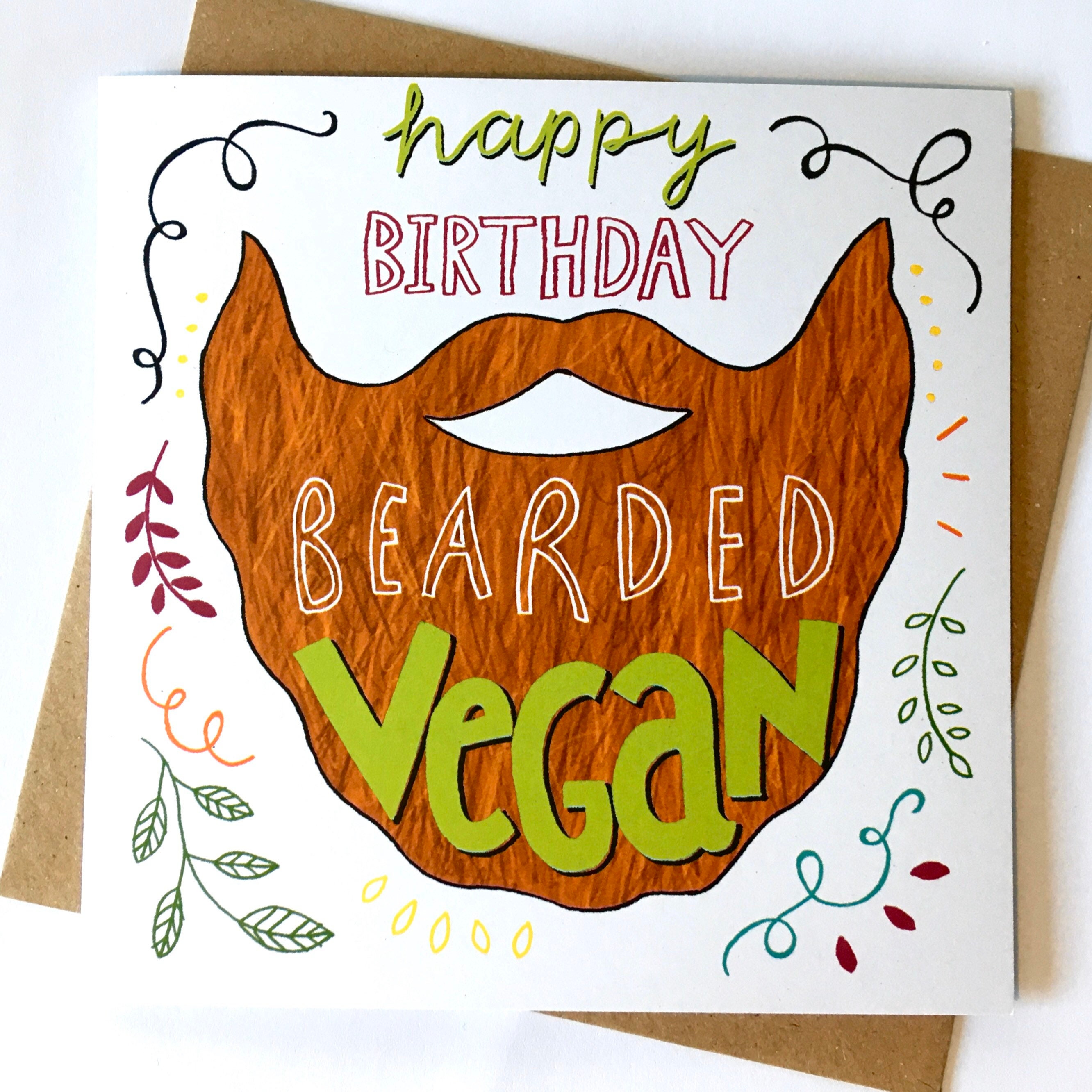 Happy Birthday Bearded Vegan Vegan Birthday card Eco Etsy