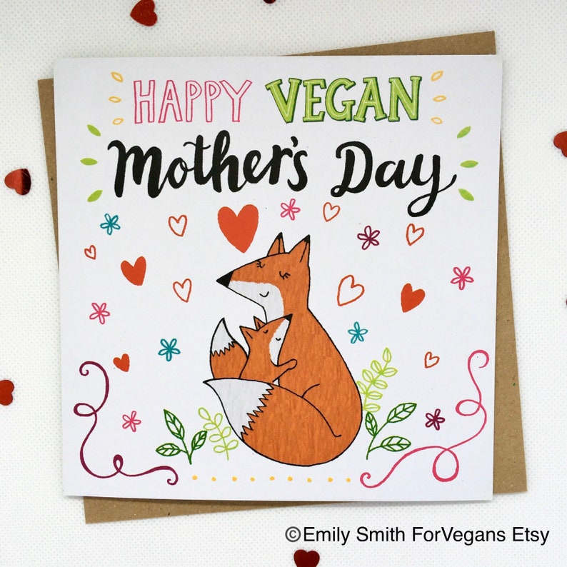 Happy Vegan Mothers Day  Vegan Greetings Card  Eco friendly image 0