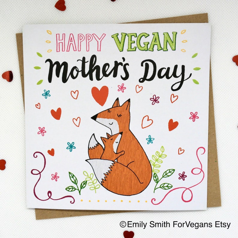 Happy Vegan Mothers Day Vegan Greetings Card Eco friendly image 0