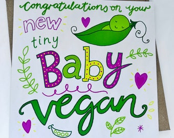 Congratulations on your new baby Vegan (girl) - Vegan Baby card - Eco Friendly