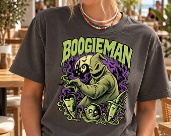 Boogieman Oogie Boogie T-Shirt, Green And Purple Gothic Halloween Tee, Nightmare Before Christmas Shirt, Spooky Movie Fan Gift