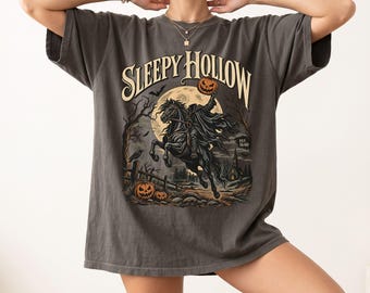 Sleepy Hollow T-Shirt, Headless Horseman And Pumpkin Graphic Tee, Vintage Gothic Halloween Shirt, Bookish Horror Lover Gift