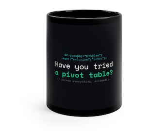 Data Analyst Mug: GroupBy Solution | Funny Analyst Gift | Have You Tried a Pivot Table? Mug | Funny Data Analyst Mug