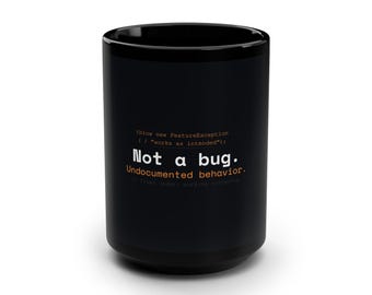 Bästa programmerarmugg: Funktionsundantag | Rolig programmerargåva | Inte en bugg Odokumenterat beteendemugg | Mugg för programmerare