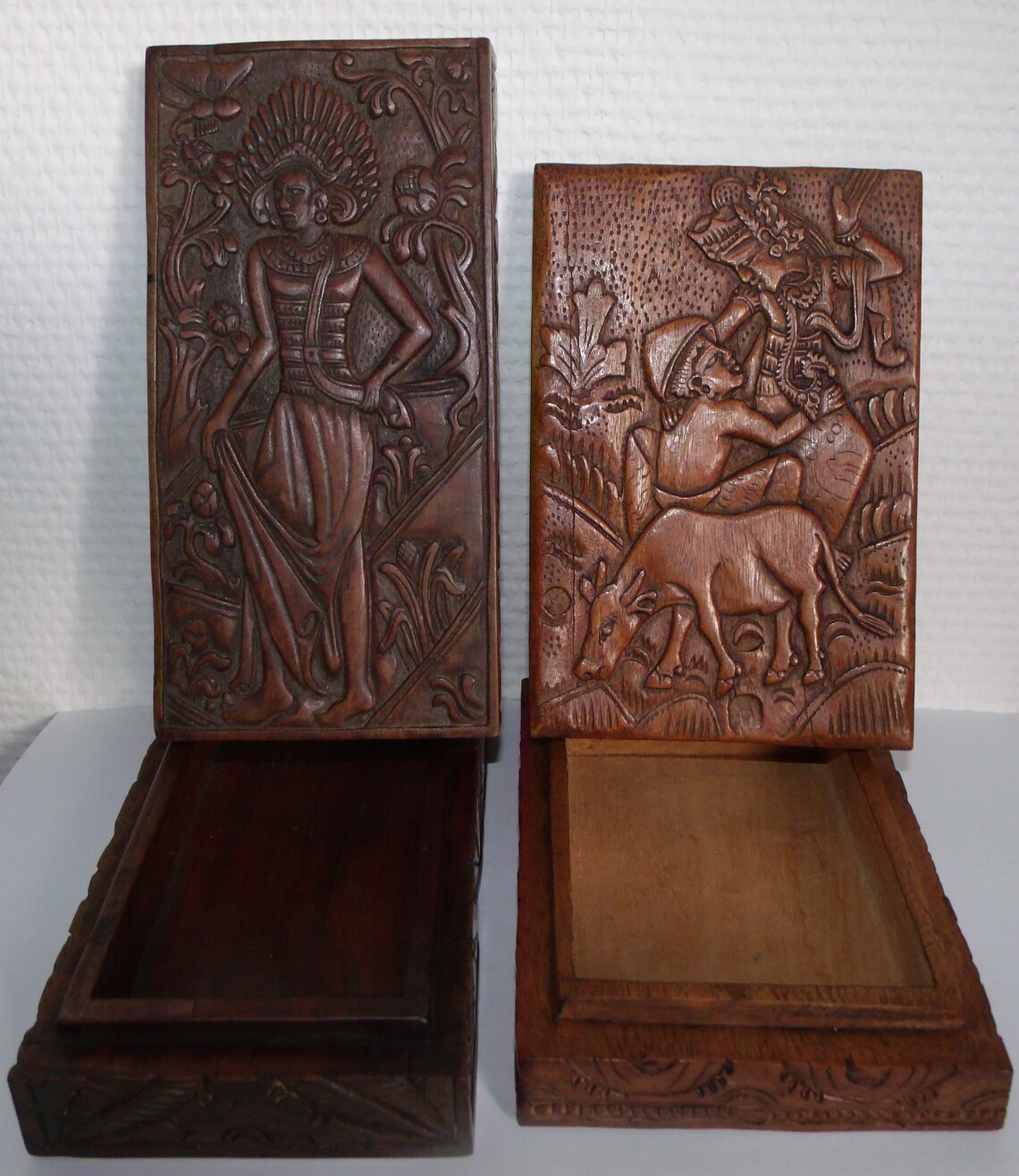Balinese Carving Wooden Box 2x Old Bali Indonesia Boxes Etsy