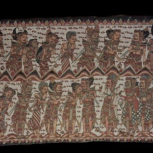 Alte balinesische Kamasan Malerei – Ramayana Epos Textilkunst (um 1950) Bali Indonesien