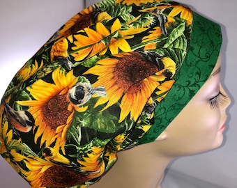 Details about   New Scrub Cap Hat With Matching Mask Doctors Nurses poppy flowers or sunflowers