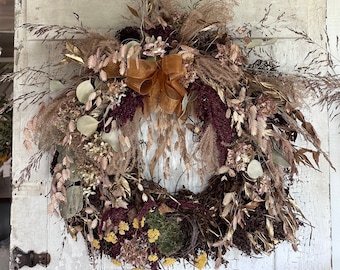 Dried Floral Wreath / Dried Whimsical Flower Wreath / Handmade Flower Wreath / Dried Arrangement