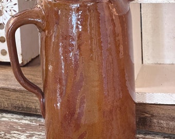 Vintage Glazed Stoneware Pitcher / Vintage Pottery Pitcher / Glazed Pottery Pitcher
