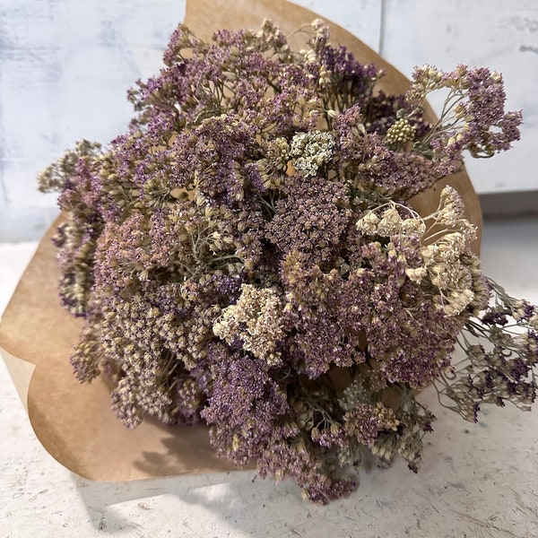Dried Yarrow Mixed Colors / Dried Herb Bouquet / Dried Flower Bouquet / Wrapped Bouquet / Farm Grown