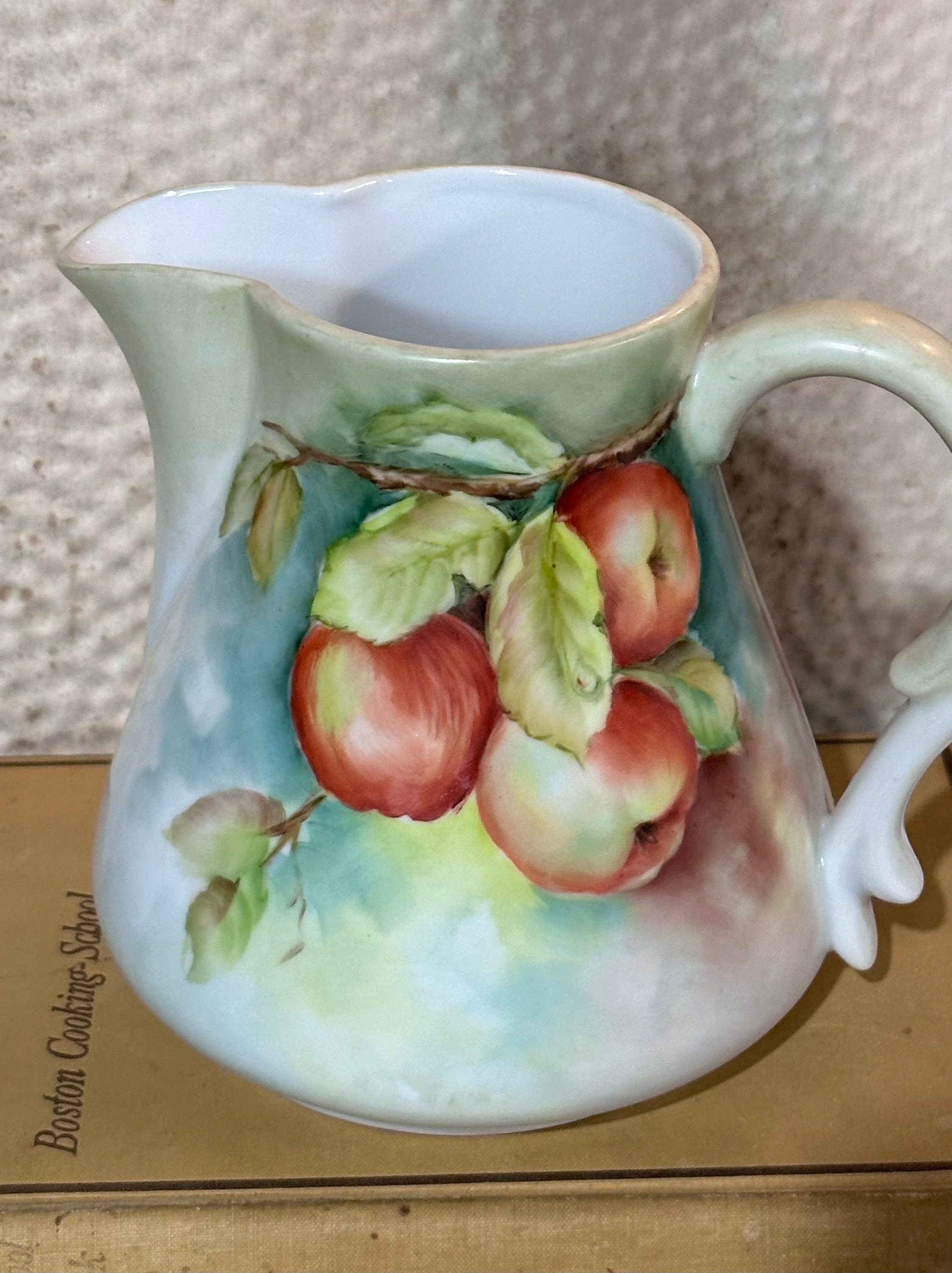 Vintage Handpainted Apple Pitcher / Hand Painted Water Pitcher ...