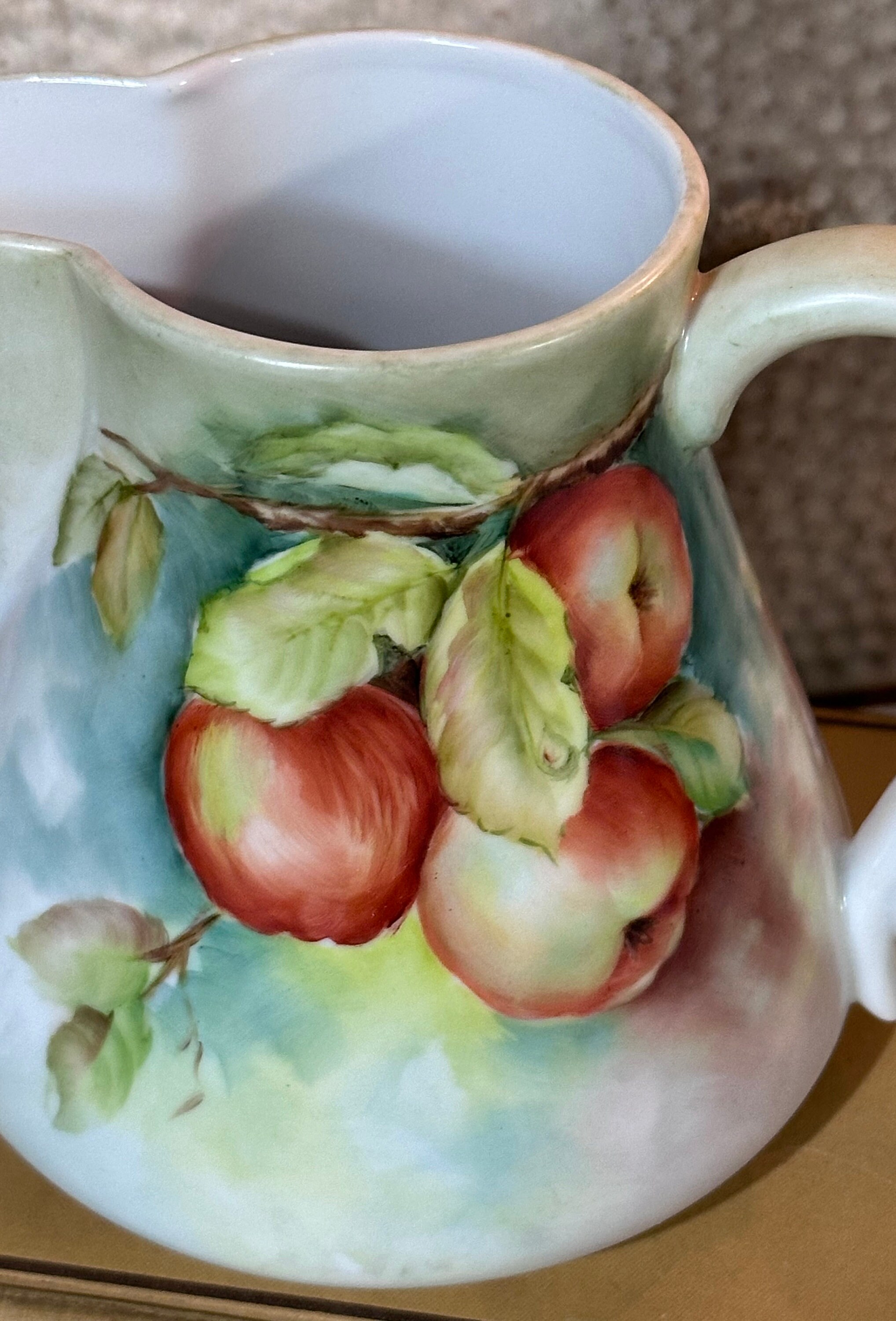 Vintage Handpainted Apple Pitcher / Hand Painted Water Pitcher ...