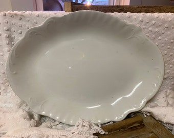 Antique J & G Meakin White Ironstone Platter / Hanley England Ironstone / Vintage Oval Platter