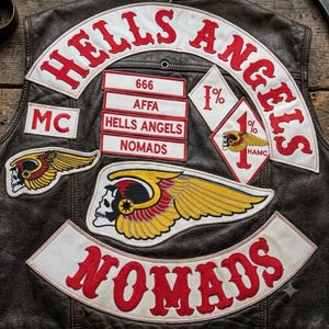 Conjunto de parches bordados de Hells Angels Outlaw Biker Rocker Nomads 1 Percent Winged Skull Badges