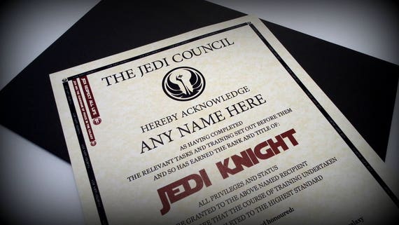 REAL HOLOGRAM And Coded Writing JEDI KNIGHT Star Wars Certificate High Quality 