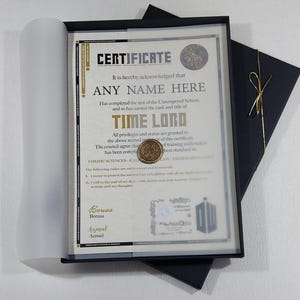 Deluxe Doctor Who Time Lord Certificate in a Luxury Gift Box -  Personalised with the name of your choice