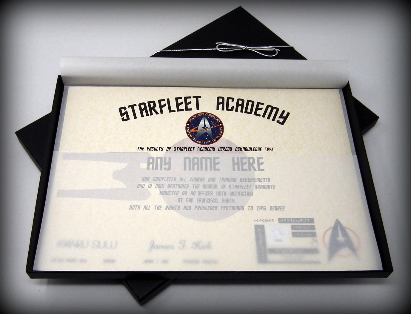 Deluxe Star Trek Starfleet Academy Certificate in a Luxury Etsy