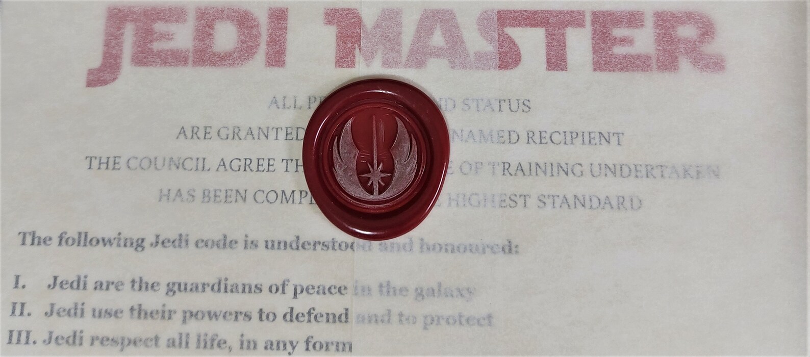 Personalized Jedi Master Certificate In Gift Box - Custom Star Wars Certificate With Wax Seal