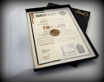 Deluxe Doctor Who Time Lord Certificate in a Luxury Gift Box -  Personalised with the name of your choice