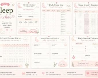 Sleep Tracker Bundle | Daily Log, Bedtime Routine, Journal (PDF Download)