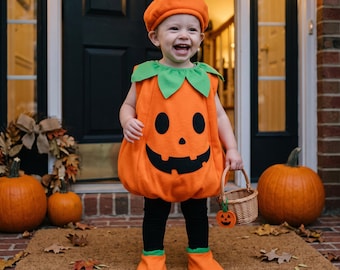 Toddler Pumpkin Costume, Kids Halloween Fancy Dress, Orange Pumpkin Outfit, Baby Fall Party Costume, Pumpkin Patch Photo Outfit