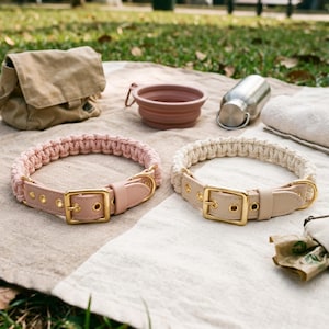 Collar de macramé para perro, collar bohemio hecho a mano para cachorro, collar de algodón trenzado para perro, collar ajustable para mascota, regalo de boda para mascotas