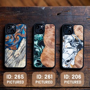 iPhone 13 WoodResin Traveler Protective Wooden Case Unique Phone Cover with MagSafe One-of-a-Kind, Natural Wood Burl Phone Cover #261 - Green