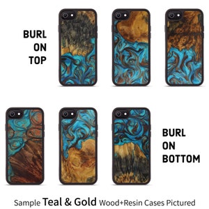 iPhone 8 / 7 / 6/6s WoodResin Traveler Protective Wood Case Blue, Green, Teal Gold, Black & White image 4