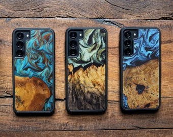 Galaxy S23 | Plus | Ultra - Wood+Resin Traveler Protective Wood Case | Blue, Green, Teal Gold, Black & White | One-of-a-Kind