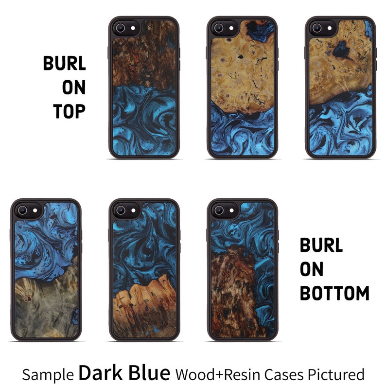 iPhone 8 / 7 / 6/6s WoodResin Traveler Protective Wood Case Blue, Green, Teal Gold, Black & White image 5