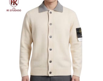 Veste cardigan en tricot tactique unisexe : col montant, manteau-pull zippé sur toute la longueur