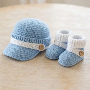 Baby Visor Hat Crochet Pattern PDF, Fold Over Baby Booties Pattern, Newborn Cap Crochet Tutorial, Baby Shower Gift, Digital Download.