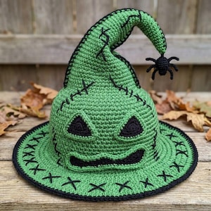 Oogie Boogie Witch Hat Crochet Pattern, Halloween Crochet Hat PDF, Spooky Costume Hat Pattern, Digital Crochet Pattern.