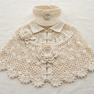 Elegant Floral Filet Capelet Crochet Pattern PDF, Matching Visor Pattern, Lace Cape Crochet Tutorial, Filet Crochet Wrap Pattern.