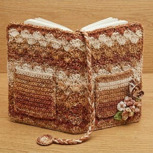 Autumn Crochet Book Cover Pattern Pdf, Textured Book Sleeve, Journal Cover Crochet Pattern, Reader Gift, Bookmark.