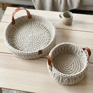 Spike Stitch Crochet Basket Pattern, Crochet Tray Pattern PDF, Textured Storage Basket, Farmhouse Home Decor, Digital Download