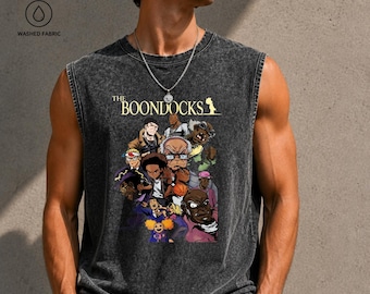 The Boondocks Cartoon Character Print Vest: Washed Cotton Y2K Style Tank