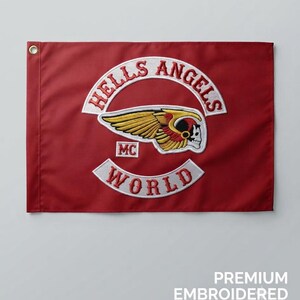 Custom Hells Angels World Embroidered Flag | Biker MC Club Banner