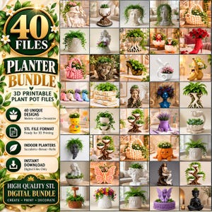 Ensemble de fichiers STL pour jardinières, pots de fleurs imprimables en 3D, téléchargement numérique