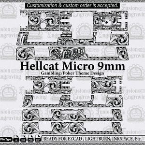 Hellcat Micro Engraving Design SVG. Hellcat Theme Design SVG. Poker Vector Design. Hellcat Micro SVG File.