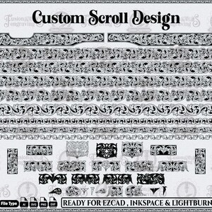 Motivo a volute in incisione SVG, design vettoriale decorativo, file digitale