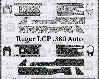 LCP .380 Autogravur-Design (SVG). Rosen-Design (SVG). LCP 380 Auto-Lasergravur-Design.