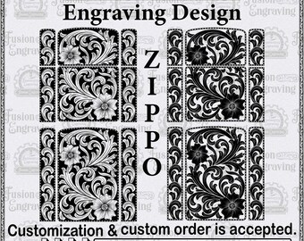 Zippo aansteker graveerontwerp SVG. Zippo krulwerk graveerontwerp. Zippo omtrek.