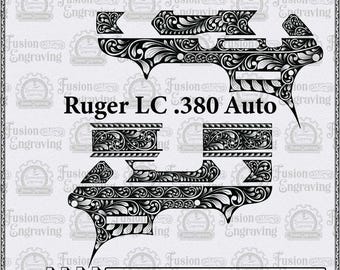 LC .380 Auto Scroll Design SVG, Lasergravurvorlage (Digitaler Download)